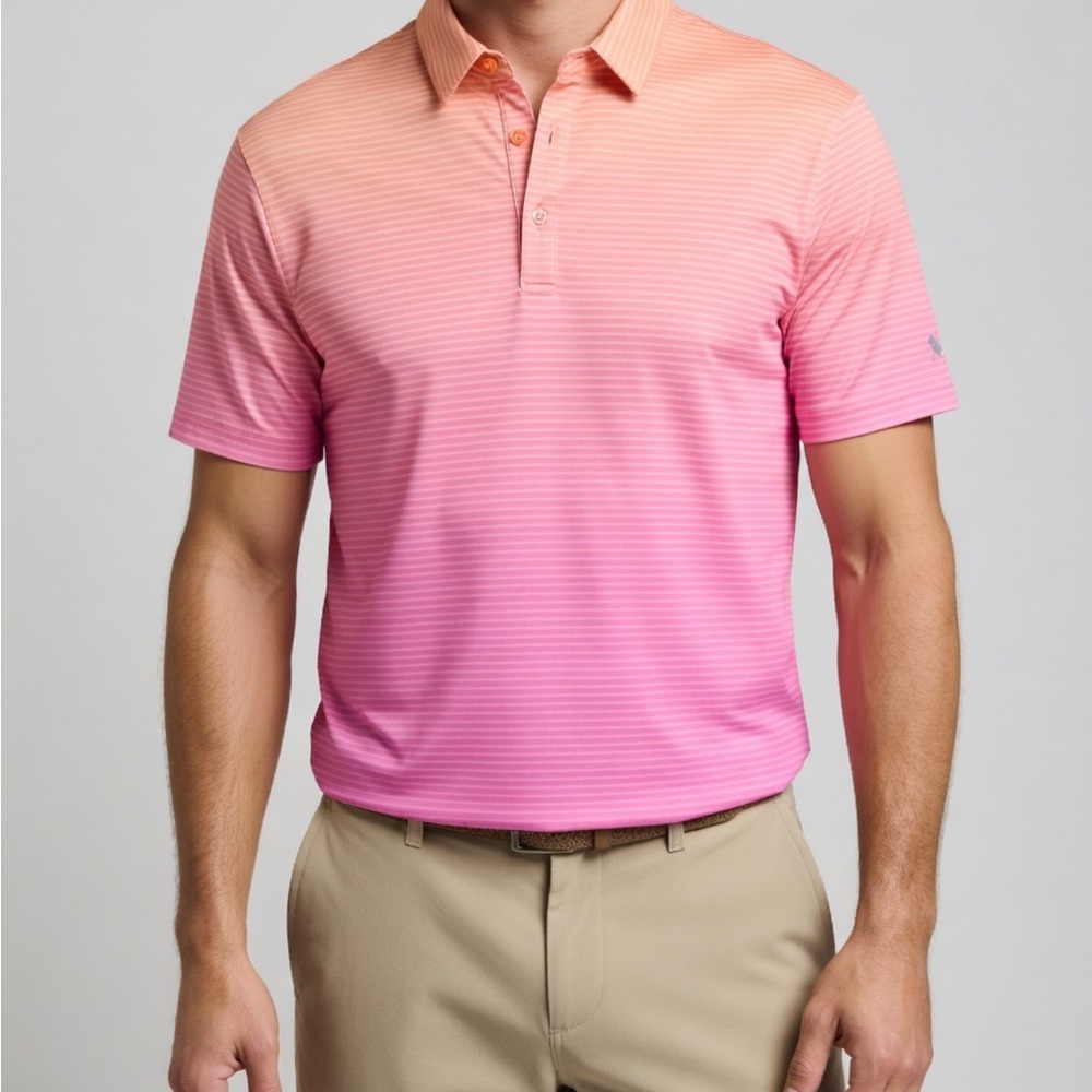 Birdie Bound Golf Polo Shirt Men's L Pink Orange Collared Golf